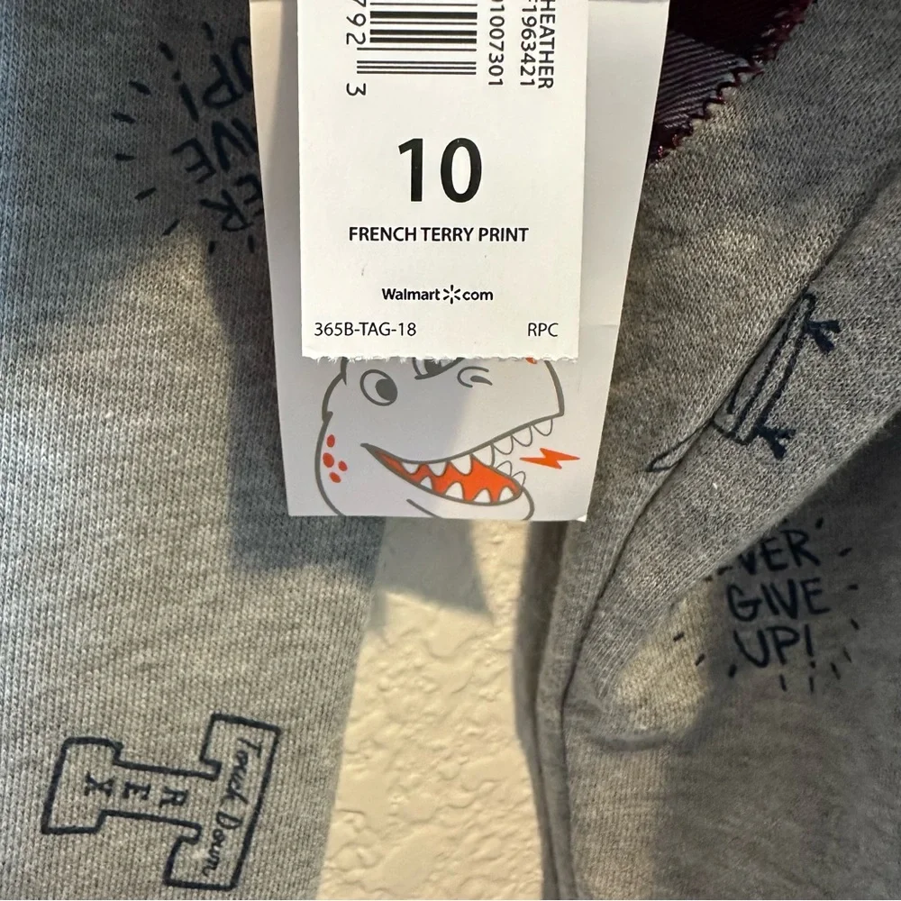 Boys’ Dinosaur sweatshirt New with Tags size 10 with cute plaid elbow patch - Picture 2 of 7